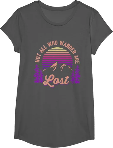 Vista 32 de Not All Who Wander Are Lost Vintage Mountains - Camiseta de senderismo, Negro, S