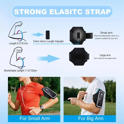 Vista 3 de PEDVSTY Brazalete para correr con funda para auriculares y ranura para Negro