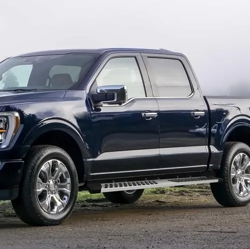 Vista 4 de Estribos Laterales de 6.3 Pulgadas Compatibles con Ford F150 F-150 SuperCrew Cab 2015-2023 Puertas de Tamaño Completo con 6 Soportes