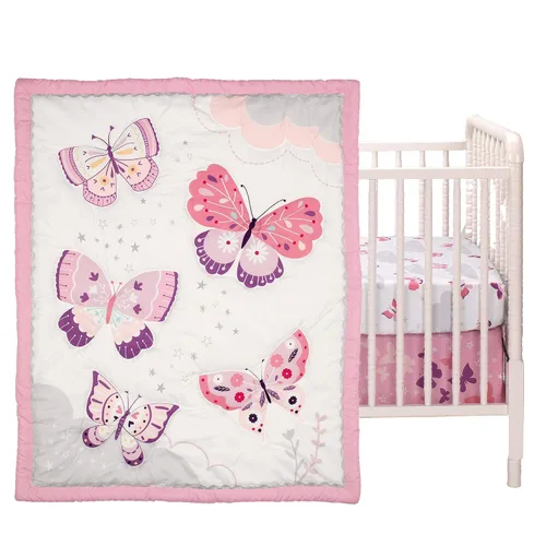 Vista 2 de Bedtime Originals Juego de cama de 3 piezas para cuna, diseño de mariposas