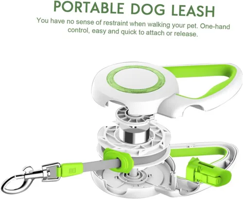 Vista 4 de Luxshiny Correa retráctil automática para perros, cuerda duradera para caminar al aire libre para perros y gatos, portátil, con una sola mano