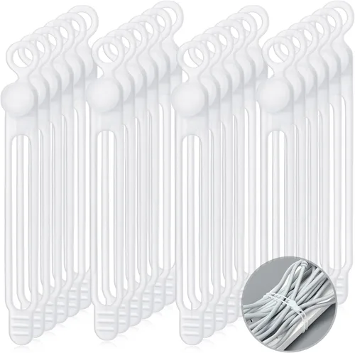 Vista 14 de Nuanchu 40 bridas de silicona reutilizables, correas ajustables, organizador de cables de carga multiusos para sujetar cables de carga