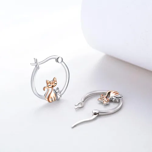 Vista 6 de Aretes de plata de ley con diseño de perezoso, caballo, búho, gato, miel, libélula, tiburón, delfín, tortuga, elefante, rana, perezoso, búho, koala