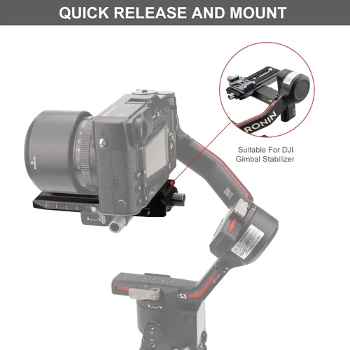 Vista 2 de Leftfoto Placa de liberación rápida para estabilizador de cardán DJI RS2/RS3/RS3-PRO/RSC2, con abrazadera estilo Arca Swiss