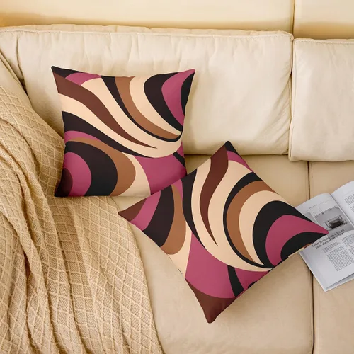 Vista 166 de Juego de 2 fundas de almohada abstractas de 16 x 16 pulgadas para niños, niñas, adolescentes, decoración de dormitorio, moderna a rayas, decoración