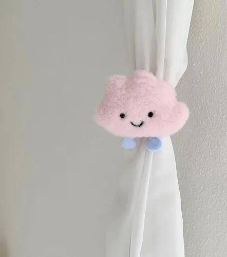 Vista 5 de Paquete de 2 alzapaños de cortina a presión con hebilla de nube, cuerda decorativa, tratamiento de ventana de nube, para niños, bebés, niñas, Rosa