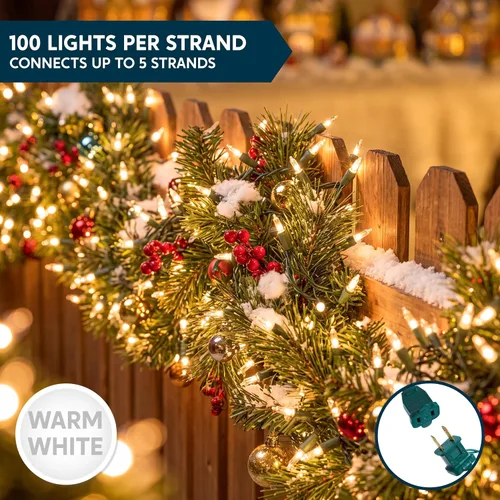 Vista 5 de Joiedomi Guirnalda de luces de Navidad transparentes para interiores, 100 unidades, mini luces blancas para exteriores, decoración de 19.4 pies