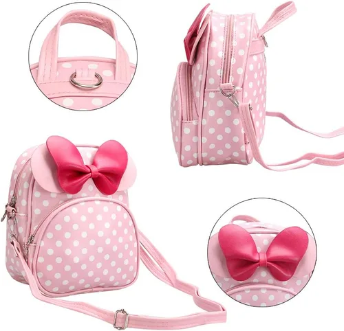Vista 2 de Voikukka Linda mochila pequeña para niñas pequeñas bolsa cruzada de viaje para niños pequeños Rosado Bolso cruzado de cuero