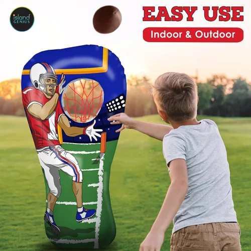 Vista 7 de Island Genius Juguete Inflable de Tiro al Blanco de Fútbol Americano y Juego para Niños de 8 a 12 Años, Receptor de 60 Pulgadas con Mini Fútbol
