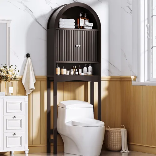 Vista 10 de Spurgehom Over Toilet Storage Cabinet, Bathroom Arch Organizer,Wood Madera