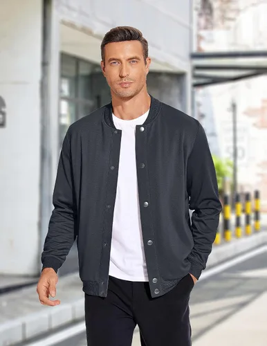 Vista 2 de COOFANDY Men's Casual Lightweight Jacket Baseball Letterman Snap Button Jacket