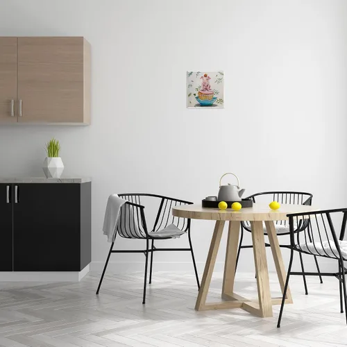 Vista 2 de Stupell Industries Encantador plato de pared con diseño de cerdo y fresa, diseño de Karen Weber, 12 x 12 pulgadas, color rosa