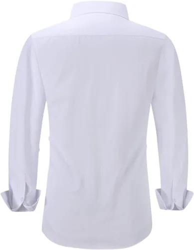 Vista 2 de Camisas de vestir de manga larga para hombre, camisa casual de ajuste regular con botones y bolsillos