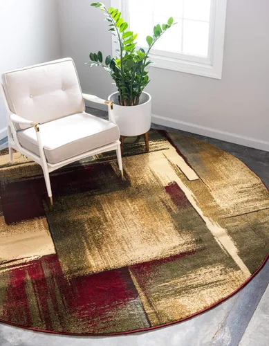 Vista 10 de Unique Loom Barista Collection - Alfombra de área Timor (2 pies 2 pulgadas x 3 pies 1 pulgada, ovalada, multicolor y rojo)