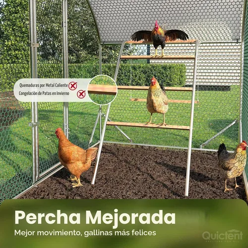 Vista 3 de Quictent Essential Series - Gallinero de metal de 6.6 x 9 x 6.6 pies con escalera de escalada, jaula para aves de corral al aire libre con alambre