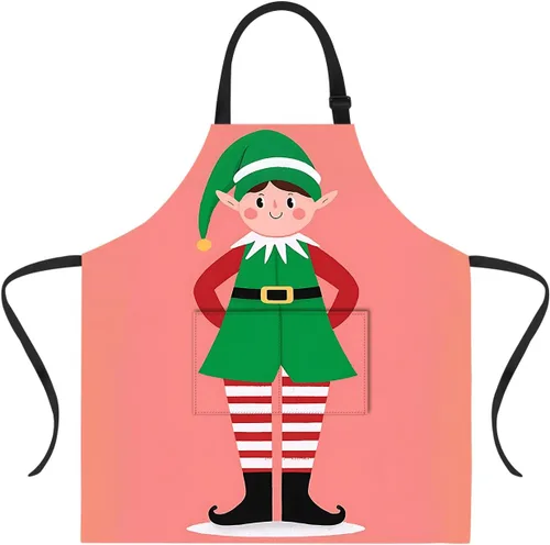 Vista 51 de ANNA QUEEN Delantal de Feliz Navidad para mujeres y hombres con bolsillos, delantal de muñeco de nieve, delantal de cocina ajustable para cocinero