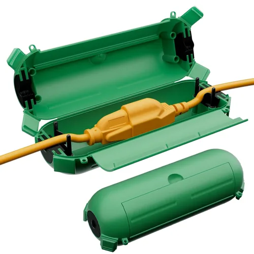 Vista 15 de RESTMO Paquete de 2 fundas compactas para cable de extensión para exteriores, caja impermeable IP44 y funda de seguridad, ideal para proteger