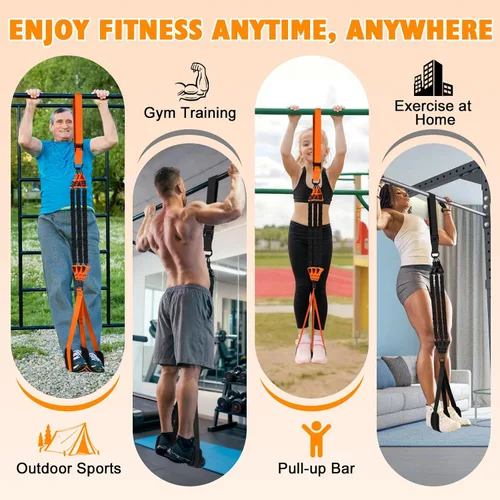 Vista 5 de Two Foot Pull Up Assistance Bands,Heavy Duty Pull Up Workout Bands,Adjustable Weight/Size with Comfortable Fabric Feet/Knee Rest for Home Gym