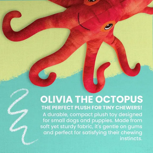 Vista 2 de Snugarooz Olivia The Pultopus with Repair Patch - Juguete de felpa suave y duradero para perros – Chirriante arrugado – Ideal para perros medianos a