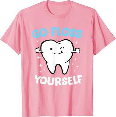 Vista 86 de Camiseta higienista dental, asistente dental, Go Floss Yourself dentista, Negro, S