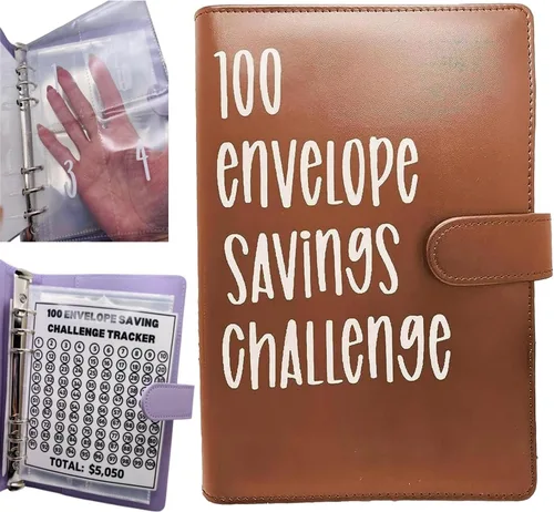 Vista 12 de Carpeta de desafío de 100 sobres – Libro de desafíos de ahorro 2023 con sobres, carpeta de 100 sobres, planificador de desafío de ahorro de dinero