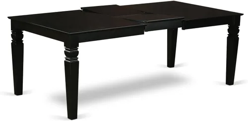 Vista 4 de East West Furniture LGCL7-BLK-W - Juego de mesa de comedor de 7 piezas que consta de una mesa de comedor rectangular con hojas de mariposa y 6 Negro