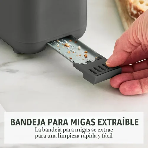 Vista 8 de Martha Stewart Tostadora de ranura larga de 2 rebanadas, extra ancha, gris Caviar Gris