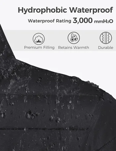 Vista 5 de Wantdo Abrigo largo de invierno con capucha para mujer, cálido e impermeable