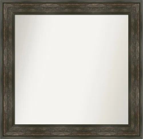 Vista 162 de Amanti Art Espejo de baño marrón para sobre fregadero, 26 x 26 pulgadas, espejo de tocador cuadrado marrón rústico Alexandria, marco de madera