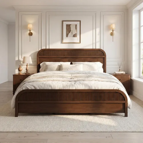 Vista 11 de Christopher Knight Home Base de cama de madera tamaño Queen con cabecero, cama de plataforma con acabado de roble, madera maciza y fabricada,