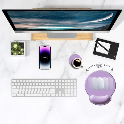 Vista 3 de DOOKE Alfombrilla ergonómica para mouse con soporte de muñeca, bonita almohadilla de muñeca con base de goma antideslizante para computadora