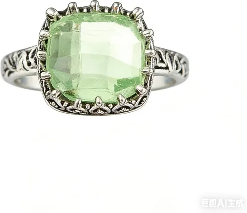 Vista 4 de Anillo de diamantes de princesa con piedra lunar verde vintage, gemas prehnitas, anillo de compromiso de boda, anillo de plata 925, talla 6-10