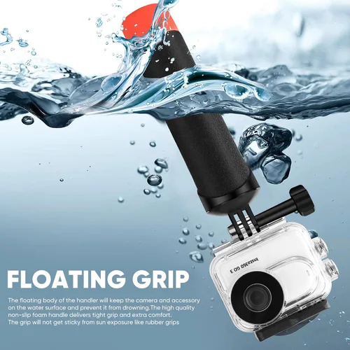 Vista 3 de Funda impermeable y agarre flotante compatible con Insta360 GO 3, carcasa protectora de buceo subacuático con accesorios de soporte