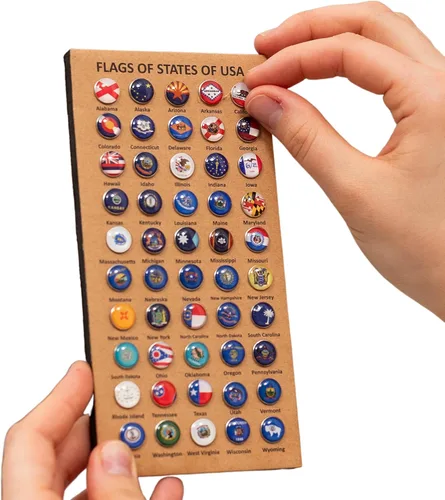 Vista 17 de Enjoy The Wood Wooden USA Mapa visitado Lugares visitados (pequeño, nogal oscuro)