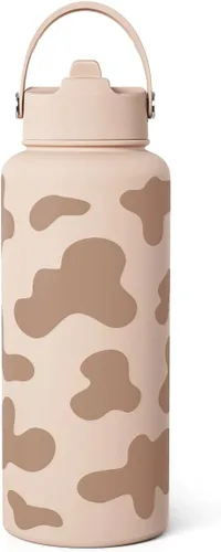 Vista 14 de Regalo de repostería para mujeres, botella de agua de acero inoxidable de 32 oz con tapa y popote, botellas aisladas estéticas de dulces, regalos
