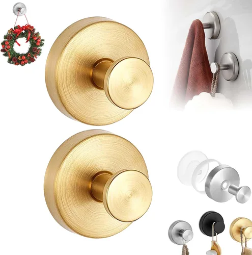 Vista 9 de Suction Cup Hooks for Wreaths on Glass, No-Drill Shower Hooks (Silver,6PCS)