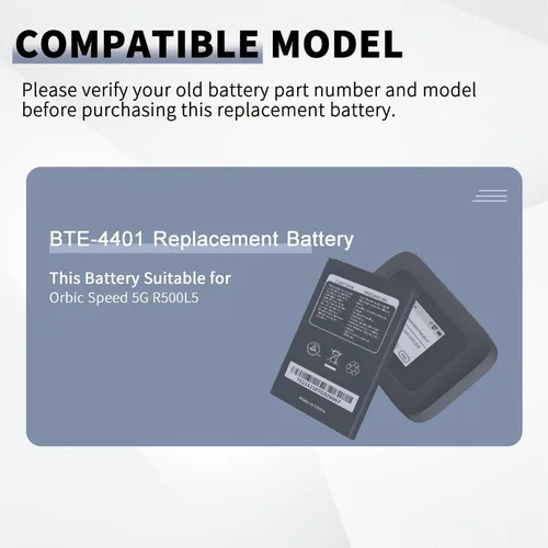Vista 2 de Batería para BTE-4401, nueva batería de repuesto de 0 ciclos para Orbic R500L5, Orbic Speed 5G UW Mobile Hotspot