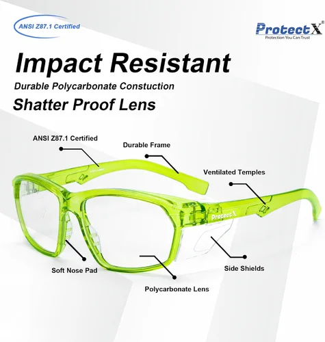 Vista 3 de ProtectX Lentes de lectura elegantes para mujeres y hombres, antivaho y antiarañazos, protección UV, gafas de seguridad antiimpactos