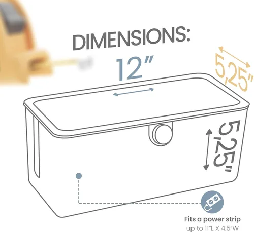 Vista 5 de KinderSense Caja de organización de cables – Organizador de cables con cerradura a prueba de niños – Ocultador de cables para ocultar cables, tiras