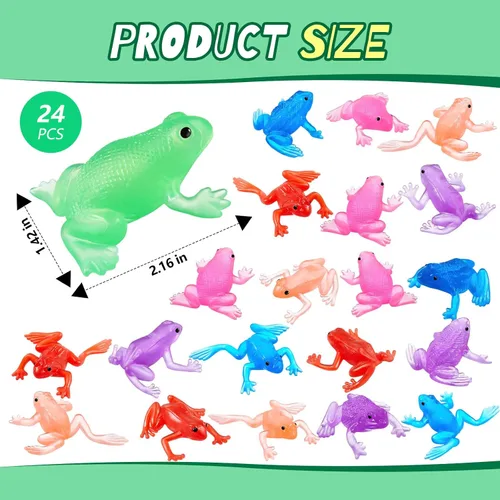 Vista 2 de Jenaai Paquete de 24 mini ranas de goma de juguete realistas de ranas de Pascua, figuras de animales de la selva tropical para Pascua, recuerdos