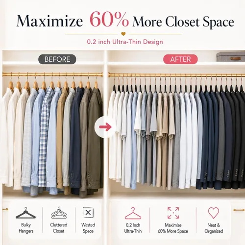 Vista 3 de Smartor Paquete de 50 perchas de terciopelo antideslizantes con gancho de oro rosa, perchas de terciopelo resistente para ropa de adultos, abrigos