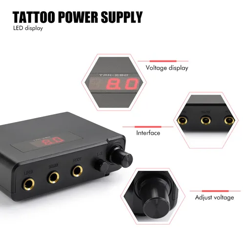 Vista 3 de TATELF Kit de bolígrafo rotativo para tatuaje, juego completo profesional de inicio de máquina con 40 agujas de cartucho, fuente de alimentación