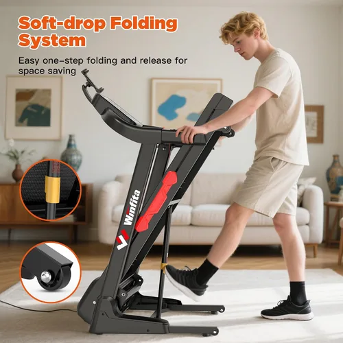 Vista 8 de 3.5HP Folding Treadmill Auto Incline, 300lbs, 8MPH, 17" Belt,64 Programs