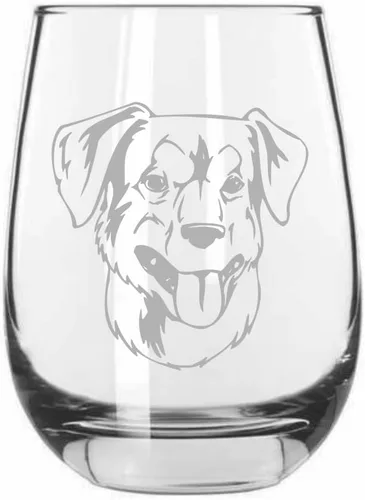 Vista 540 de Shar Pei (chino) - Vaso de vino sin tallo grabado para perro, 15.25 onzas