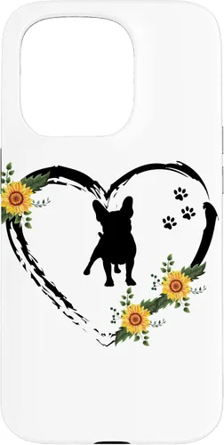 Vista 14 de iPhone 16 French Bulldog With Paw Prints And Sunflower Heart On White Case