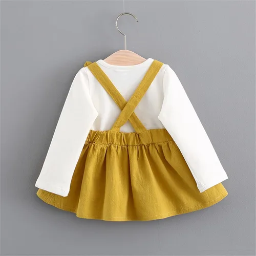 Vista 3 de AIMAOMI My First Easter - Conjunto de mameluco acanalado de manga larga para bebé, conjunto de falda con parche de conejo, ropa de Pascua