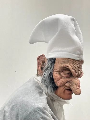 Vista 6 de Ebenezer Máscara de boca abierta, máscara Old Man Scrooge Beige