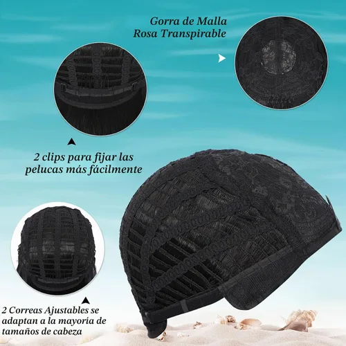 Vista 5 de Kalyss - Pelucas cortas de cabello negro con flequillo para mujer, peluca de cabello sintético completo, resistente al calor, peluca corta y recta