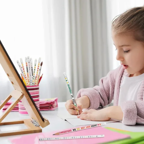 Vista 7 de Sinmoe 100 lápices de versículos bíblicos coloridos religiosos cristianos, inspiradores, regalos bíblicos inspiradores para niños, escuela, oficina