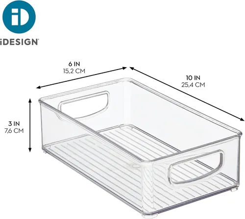 Vista 4 de InterDesign 64330 - Contenedor organizador para despensa, refrigerador, congelador y armario de almacenamiento, 10 x 3 x 6 pulgadas, transparente